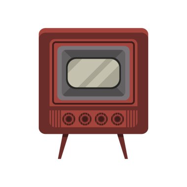 Vintage eski Tv resimde beyaz bir arka plan üzerinde vektör