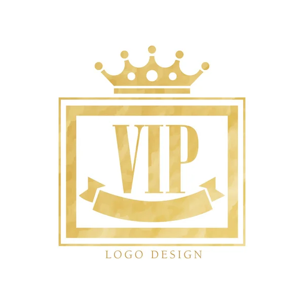 VIP club logo, projektowanie, luksusowych złote odznaki elegancki resort, boutique, restauracja, hotel wektor ilustracja na białym tle — Wektor stockowy