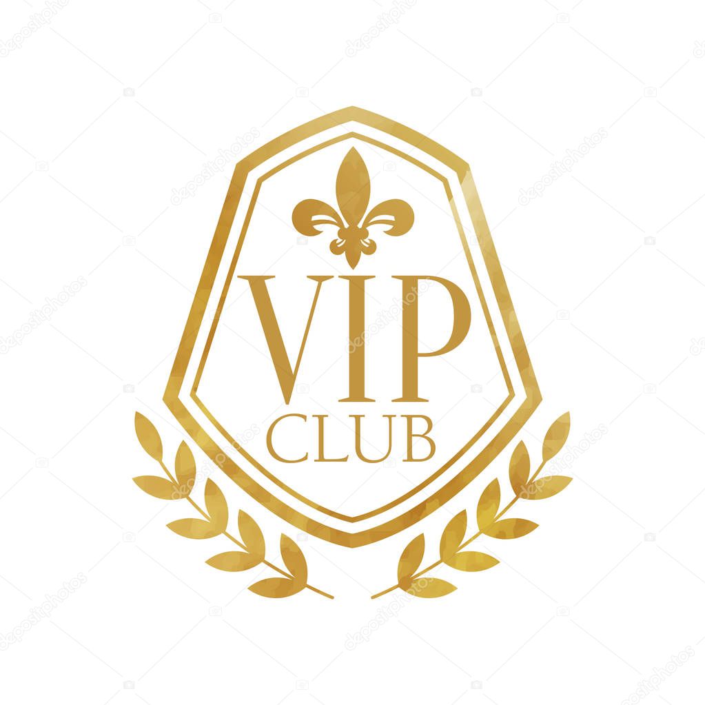 VIP club, luxury golden badge for resort, boutique, restaurant, hotel vector Illustration on a white background