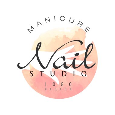 Manikür çivi stüdyo logo tasarımı, çivi bar, Güzellik Salonu, manikürcü teknisyen vektör çizim beyaz bir arka plan için şablon