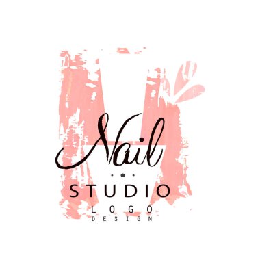 Çivi stüdyo logo tasarımı, çivi bar, manikür salonu, manikürcü teknisyen vektör çizim beyaz bir arka plan için şablon