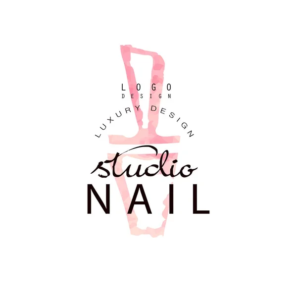 Nail studio design de logo de luxe, modèle pour barre à ongles, saloon manucure, manucure technicien vecteur Illustration sur un fond blanc — Image vectorielle