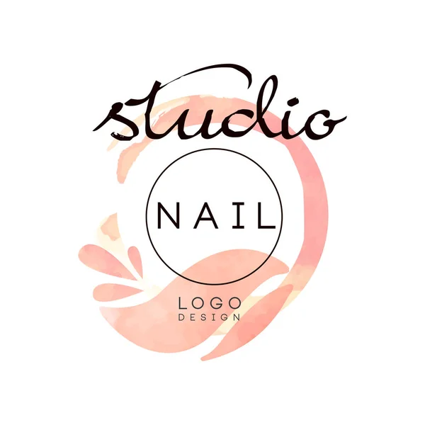 Nagel studio logo, creatieve ontwerpelement voor nagel bar, manicure salon, manicure technicus vector illustratie op een witte achtergrond — Stockvector