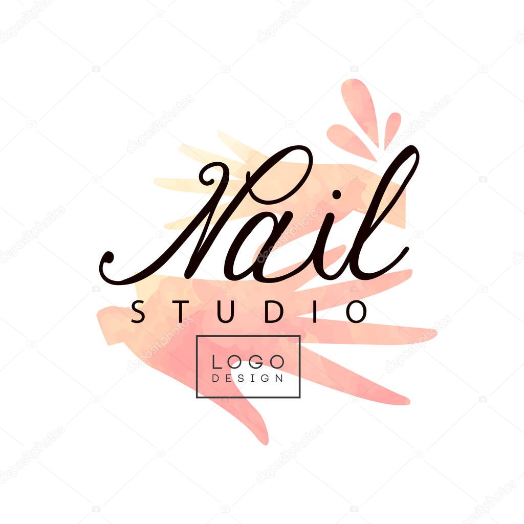 Nail studio logo design, creative template for nail bar, beauty saloon, manicurist technician vector Illustration isolated on a white background.