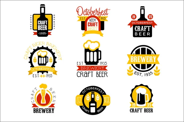 Craft-Bier-Set von Logo-Design-Vorlagen — Stockvektor