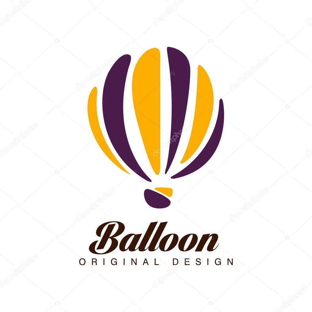 Balloon original design, crerative badge with hot air balloon can be used for corporate brand identity, summer holidays, festival, travel, tourism vector Illustration