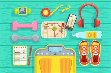 Diyet ve Fitness öğeleri yukarıdan görünüm ayarlama