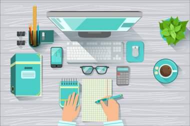 Office çalışma alanı öğeleri yukarıdan görünüm ayarlama