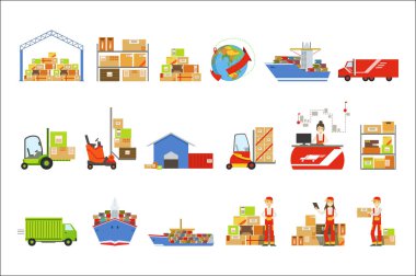 Logistics And Delivery Related Set Of Objects clipart