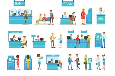 Banka hizmet uzmanları ve istemciler farklı mali işler danışmanlığı, Atm para çekme manipülasyon diğer iş kümesi resimler