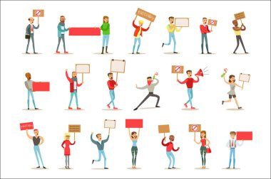Protesto afiş, kızgın, protesto ve zorlu siyasi özgürlükler çığlık ile yürüyen insanlar