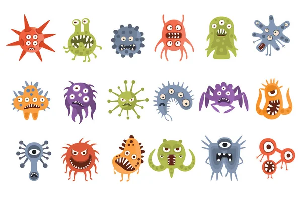 Aggressive Fantastic Monster Microorganisme Set — Vector de stoc