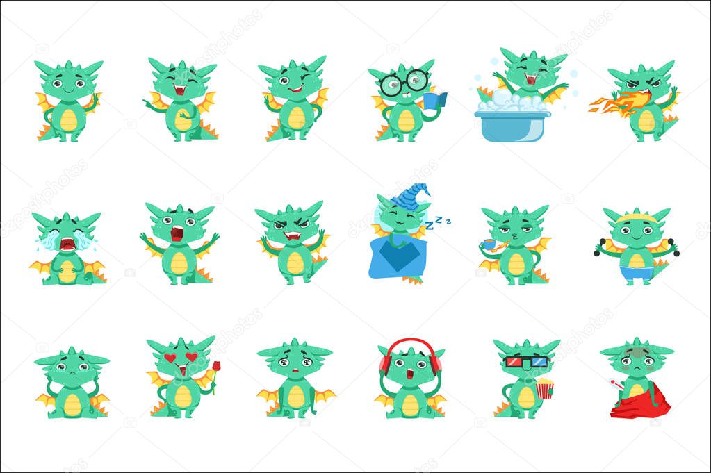 Little Dragon Cute Emoji Set