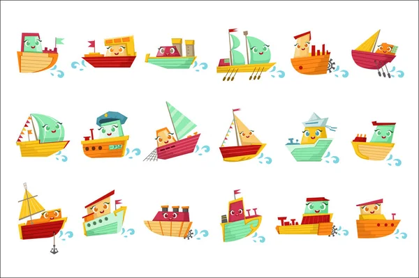 Игрушечные лодки с красочным набором иллюстраций — стоковый вектор