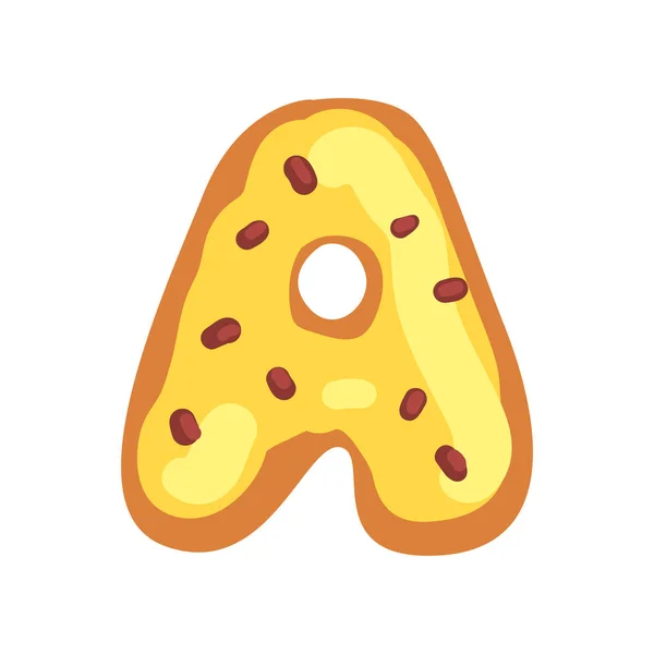 一封写着甜釉饼干形状的信, 面包店可食用字体英文字母矢量插图在白色背景上 — 图库矢量图片