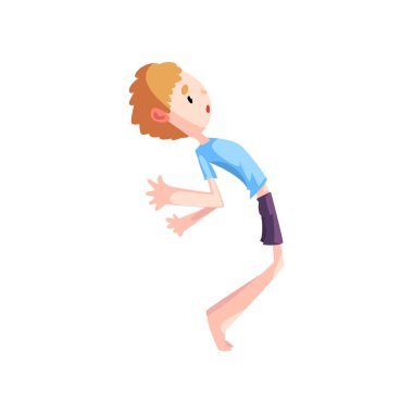 Çocuk pratik capoeira capoeira dansçı poz yapmak çocuk karakter üzerinde beyaz bir arka plan illüstrasyon vektör