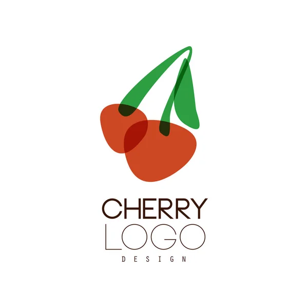 Cherry logo design, creative template can be used for cafe, bar, club, grocery store, package, price tag, flyer vector Illustration on a white background — Stock Vector