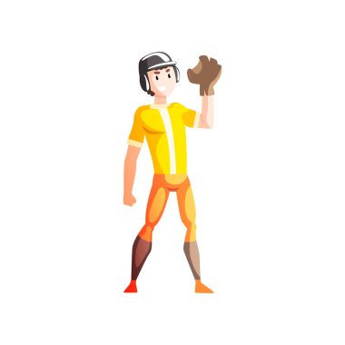 Baseball catcher player, male sportsman character in uniform, active healthy lifestyle vector Illustration on a white background clipart