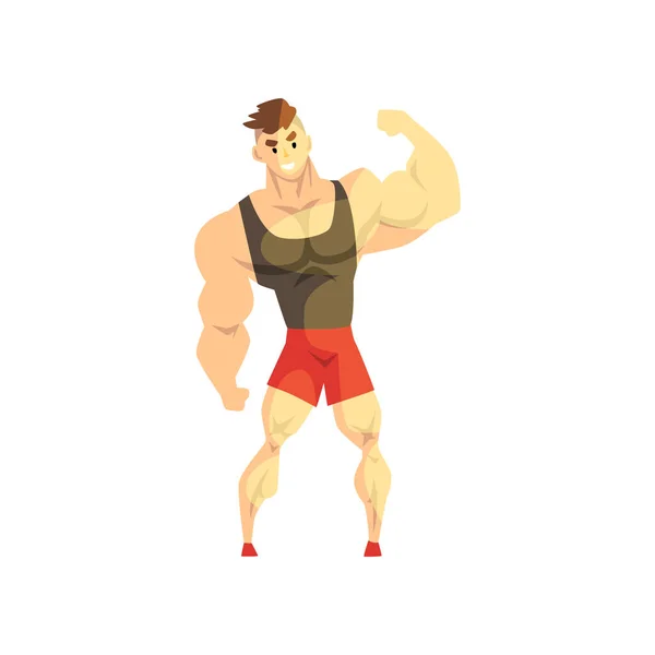 Erős izmos sportos férfi, sportoló karakter egységes, aktív sport életmód vektoros illusztráció egy fehér háttér — Stock Vector