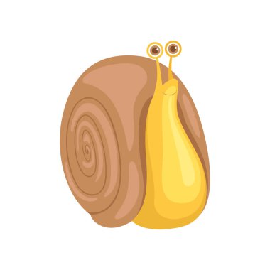 Sevimli küçük bahçe salyangoz resimde beyaz bir arka plan üzerinde vektör