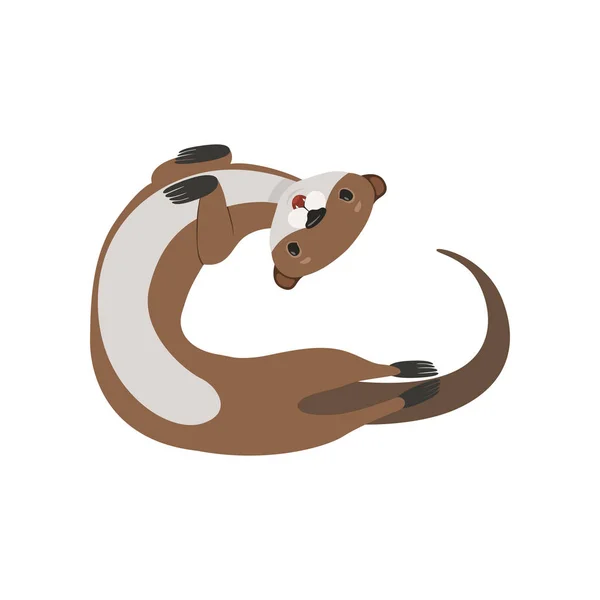 Divertente marrone lontra animale personaggio vettore Illustrazione su uno sfondo bianco — Vettoriale Stock