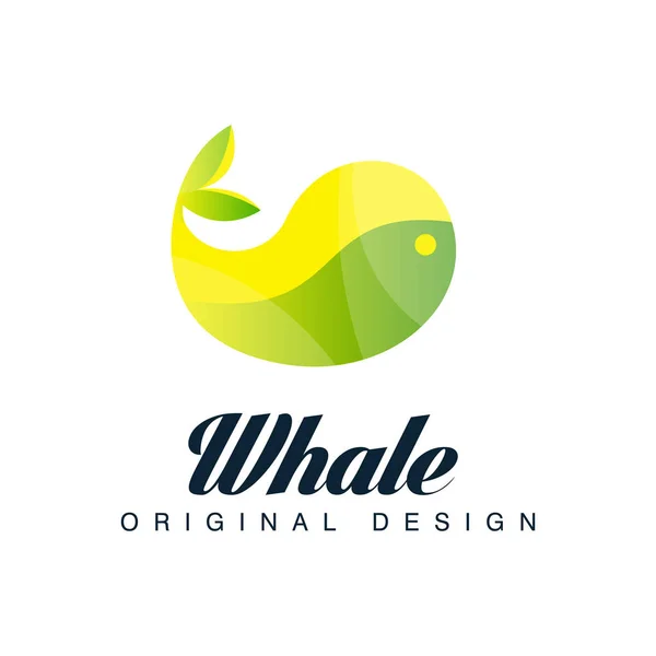 Logo balena design originale, emblema può essere utilizzato per l'identità del marchio, agenzia di viaggi, compagnia di navigazione, mercato dei frutti di mare, piscina vettore Illustrazione su uno sfondo bianco — Vettoriale Stock