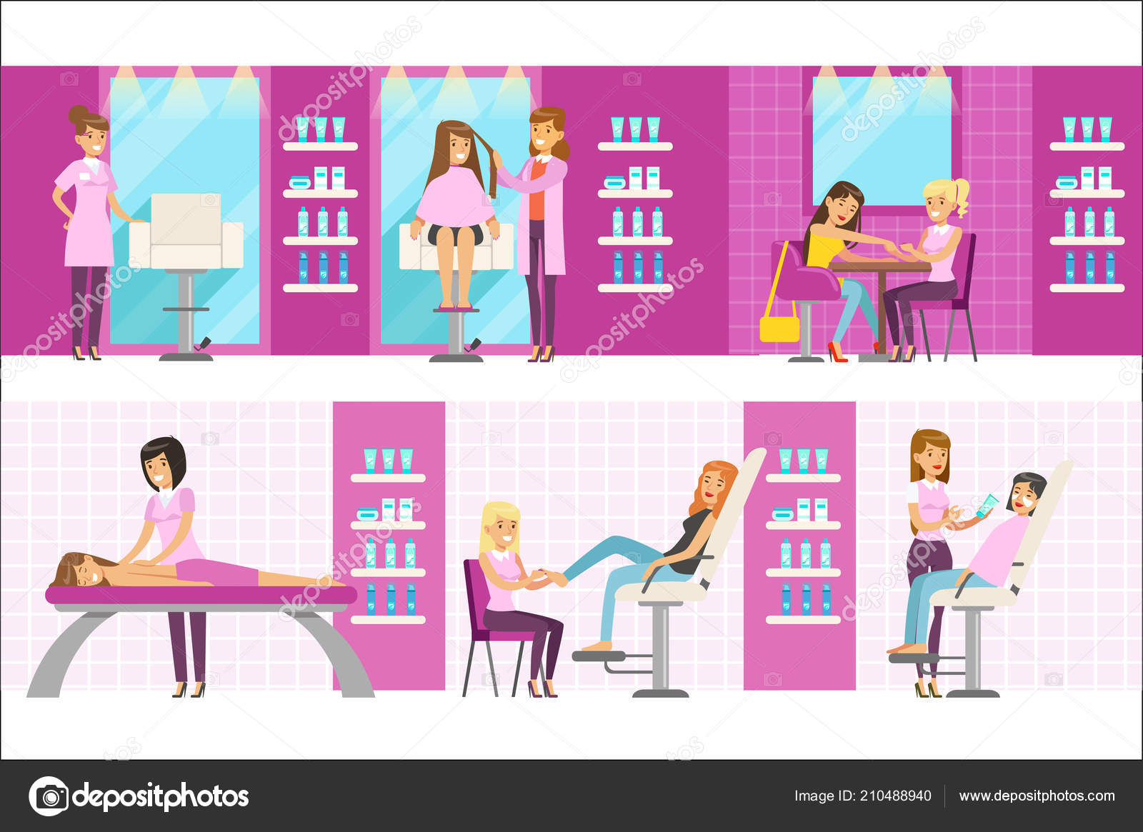 Mujeres en el salón de belleza disfrutando de cabello y ...