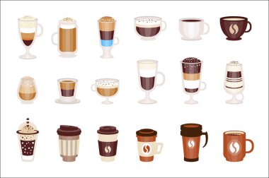 Coffee Hot And Cold Cocktails Menu Assortment Of Coffee Shop Cafe, Set Of Isolated Icons clipart