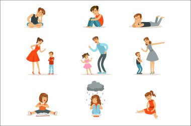 Veliler ve çocuklar, anne ve baba, karşılıklı ilişkiler çığlık ve azarlamak onların çocuk, negatif çocuk duygular