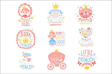 Küçük Prenses Set parmak bebek kız oda veya pembe ve mavi renkli giyim tasarım şablonları