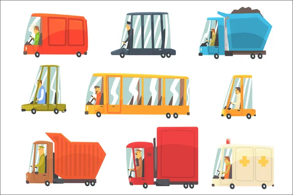 Juguete de transporte público y personal Coches y camiones Conjunto de vehículos de transporte coloridos infantiles — Vector de stock