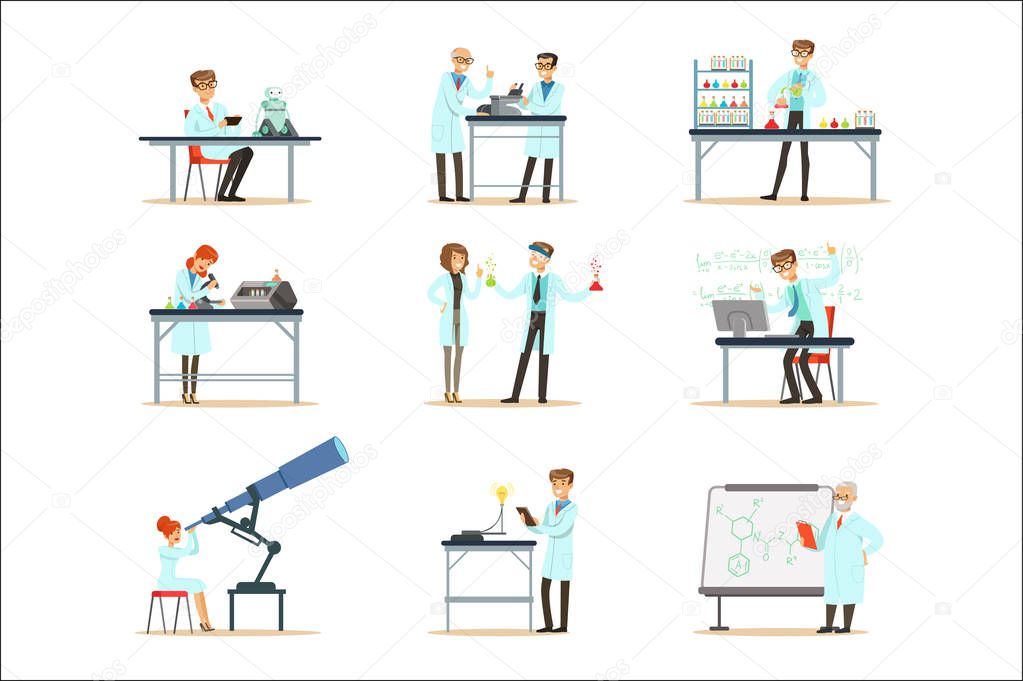 Scientists At Work In A Lab And An Office Set Of Smiling People Working In Academic Science Doing Scientific Research