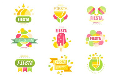 Fiesta logo ayarla, etiketleri için bir tatil renkli vektör çizimler