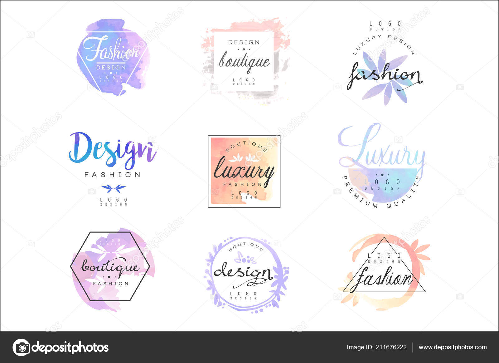 Fashion Luxury Boutique Logo Design Set Colorful Vector Illustrations Stock Vector Image By C Topvectors