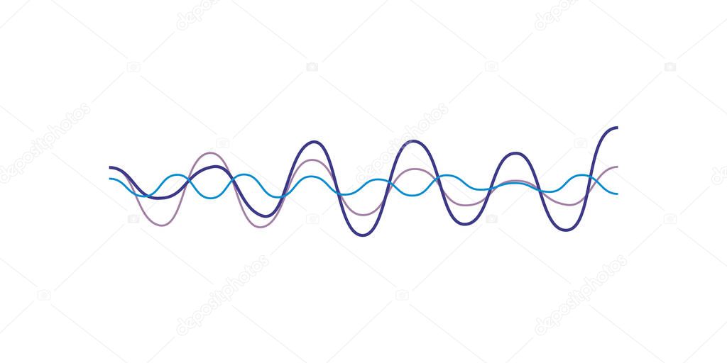 Blue sound wave, audio digital equalizer technology, musical pulse vector Illustration isolated on a white background.