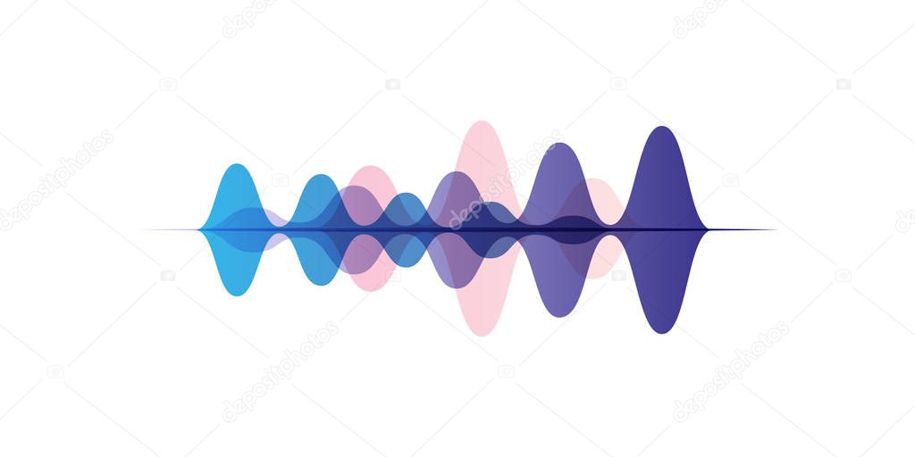 Sound waves of different colors, audio digital equalizer technology, vector Illustration on a white background