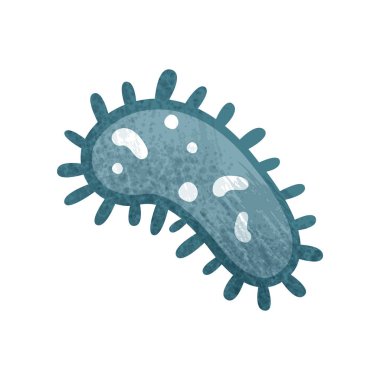 Mavi bakteriler tarafından kirpikler kaplı. Biyoloji mikroorganizma mikroskop altında. Doku düz vektör simgesi