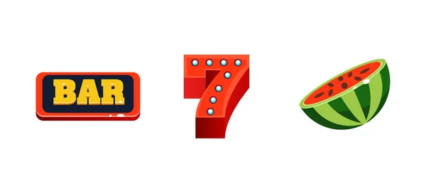 Spelmaskin färgglada symboler, spelet element i användargränssnittet för dator eller mobila spel vektor Illustration — Stock vektor