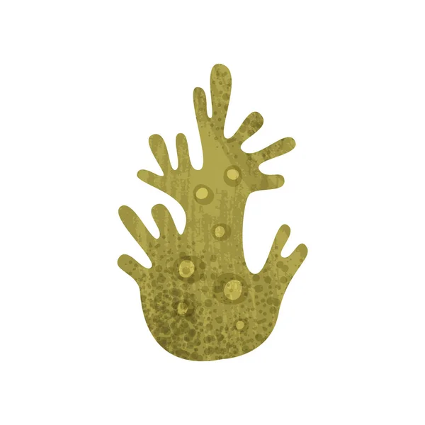 Icono de vector plano de coral marino verde con textura. Vida marina y oceánica. Elemento decorativo del acuario. Planta tropical submarina — Vector de stock