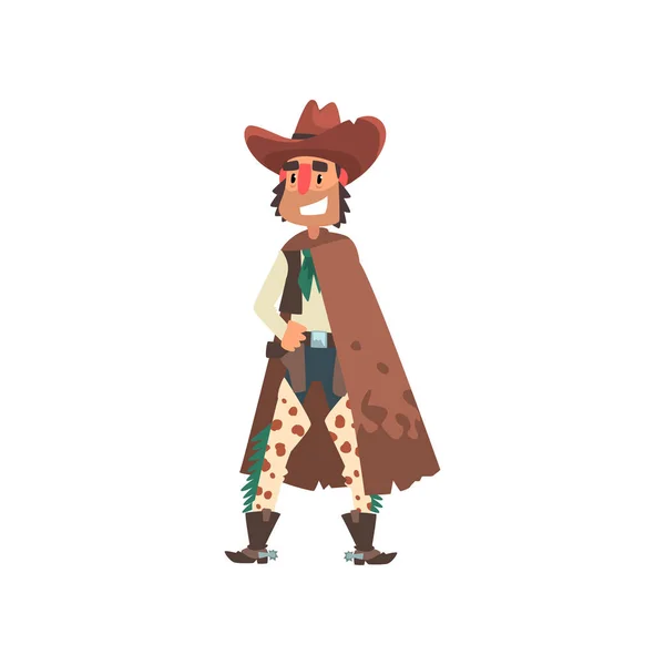 Cowboy divertente occidentale cartone animato personaggio vettore Illustrazione su uno sfondo bianco — Vettoriale Stock