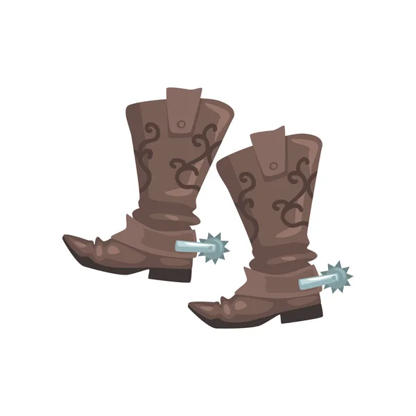 Par de botas de couro de cowboy, símbolo do vetor Wild West Ilustração em um fundo branco —  Vetores de Stock