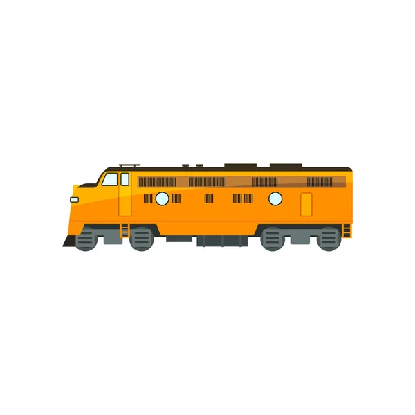 Yellow diesel railway great power locomotive vector Illustration isolated on a white background — Stock Vector