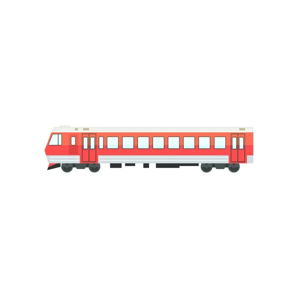 Red passenger train locomotive, railway carriage vector Illustration on a white background — Stock Vector