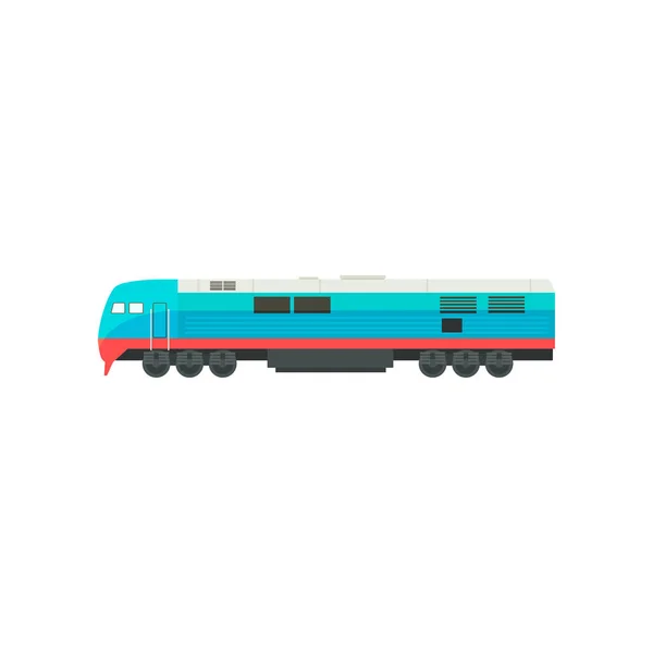 Vetor locomotivo ferroviário azul moderno Ilustração sobre um fundo branco — Vetor de Stock