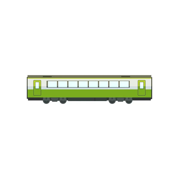 Vagão de comboio de passageiros verde, vector de transporte ferroviário Ilustração sobre um fundo branco — Vetor de Stock