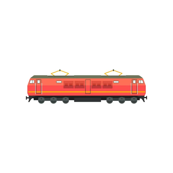 Modern red electric railway locomotive vector Illustration on a white background — Stock Vector