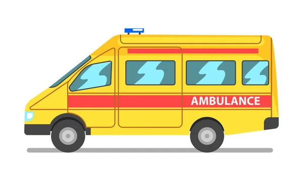 Voiture d'urgence, véhicule de service médical jaune et rouge Illustration sur fond blanc — Image vectorielle