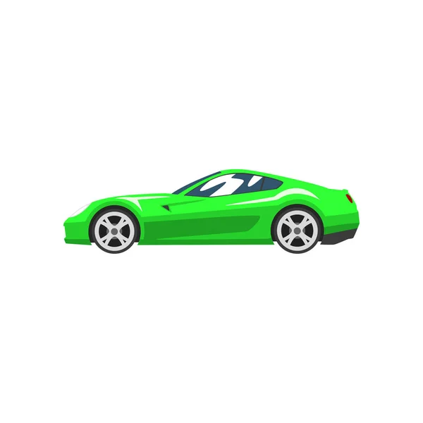 Groen sport race auto, supercar, zijaanzicht vector illustratie op een witte achtergrond — Stockvector
