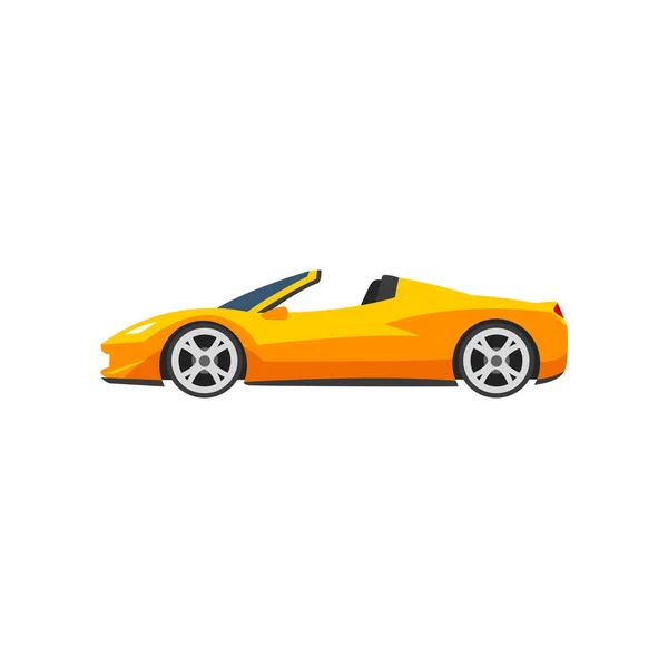 Portocaliu sport mașină de curse, supercar, vedere laterală vector Ilustrație pe un fundal alb — Vector de stoc