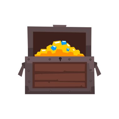 Ahşap Göğüs hazineleri vektör çizim üzerinde beyaz bir arka plan ile açıldı